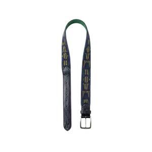NEW W. KLEINBERG men's aztec needlepoint belt in blue